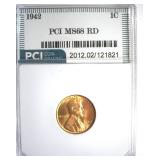 1942 Cent MS68 RD LISTS $900 IN 67+