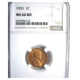 1955 Cent NGC MS66 RD