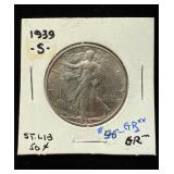 1939-S Walking Liberty AU+
