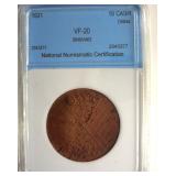 1921 10 Cash NNC VF20 Sinkiang China