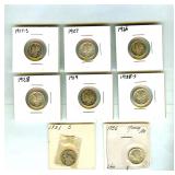 1917-1938 10C 8 Pc Mercury Dime Lot