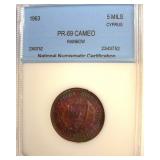 1963 5 Mils NNC PR69 CAM Rainbow Cyprus