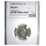1948 5 Cents NCG MS64+ Canada