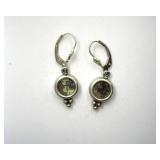 Silver Earrings Theodosius Bronze Coin