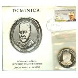 1982 .999 Fine Silver Medal Dominica Roosevelt