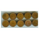 1935-1949 Centavo Mexico 10 Pc Lot