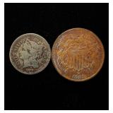 1865, 1873 2 Cent & 3 Cent Nice Circ
