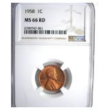 1958 Cent NGC MS66 RD