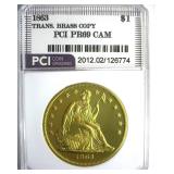 1863 Dollar PCI PR69CAM Transitional Brass Copy