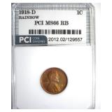 1918-D Cent MS66 RB Rainbow LISTS $5500