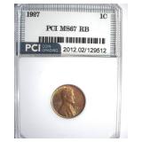 1927 Cent MS67 RB LISTS $150 IN 66
