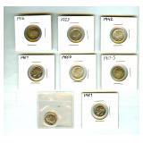 1916-1961 10C 8 Pc Mercury & Roosevelt Dime Lot