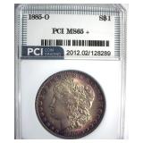 1885-O Morgan PCI MS65+ Golden Purple