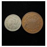 1864, 1865 2 Cent & 3 Cent Nice Circ