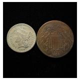 1866, 1869 2 Cent & 3 Cent Nice Circ