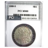 1880-S Morgan PCI MS65 Blue Purple Rim