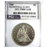 1863 Dollar PCI PR69CAM Transitional Ni Copy