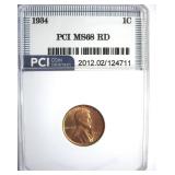 1934 Cent MS68 RD LISTS $4500