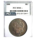 1886 Morgan PCI MS65+ Iridescent Toning