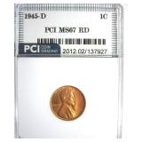 1945-D Cent MS67 RD LISTS $140