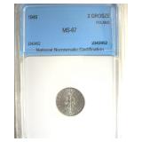 1949 2 Grosze NNC MS67 Poland