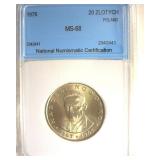 1976 20 Zlotych NNC MS68 Poland