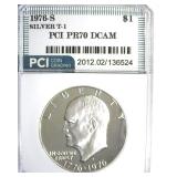 1976-S Silver T1 Ike PR70 DCAM LISTS $950