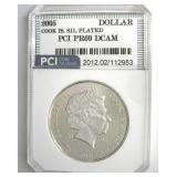2005 Silver Plated Dollar PCI PR69 DC Cook Islands