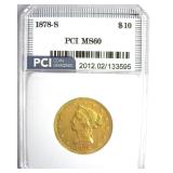1878-S Gold $10 MS60 LISTS $27500