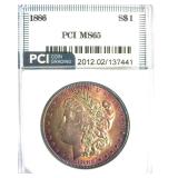 1886 Morgan PCI MS65 Golden Purple