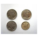 1937 x3 1944 5C 10C 4 PC LOT