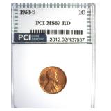1953-S Cent MS67 RD LISTS $225
