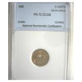 1969 5 Cents NNC PR70 DCAM South Africa