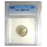 1959 Dime ICG MS67 FB LISTS $225