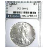 1993 Silver Eagle MS70 LISTS $3400