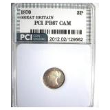 1870 3 Pence PCI PR67 CAM Great Britain