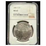1881-S Morgan NGC MS62