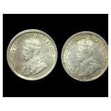 1918 1919 5 Cents 2 Pc Lot Canada