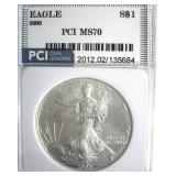 2000 Silver Eagle MS70 LISTS $3250