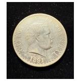 1891 Portugal 500 Reis AU/UNC Silver