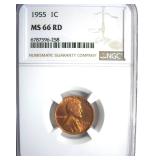 1955 Cent NGC MS66 RD