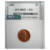 1949 Cent MS67+ RD LISTS $8500