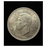 1951 Silver 5 Shillings Ch UNC