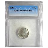 1963 Dime ICG PR69 DCAM LISTS $150