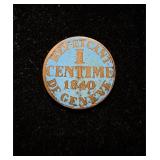 1840 1 Centime Geneva 2 Sided Blue-White