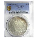 1884/3-Do MC 8 Reales PCGS AU50