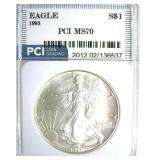 1993 Silver Eagle MS70 LISTS $3400