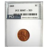 1953 Cent MS67+ RD LISTS $12500