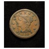 1849 Cent XF+ Nice Counterstamped O. Lounsberry