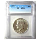 1967 Kennedy ICG MS67 LISTS $1650